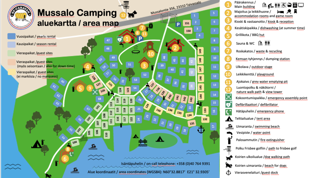 Aluekartta – Camping Mussalo – SFC Masku ja ympäristökunnat ry